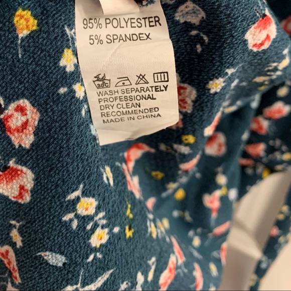 [NWOT] Breezy, Charcoal Blue-Pink/Yellow Floral Wrap-Around Summer Dress - Picture 6 of 6